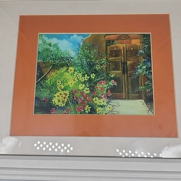 White Framed Floral Water Painting Signed Jayce 12x15" Wall Hanging Art - Picture 2 of 6